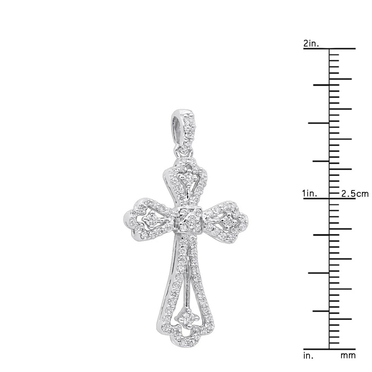 14K White Gold Round Diamond Cross Necklace 0.70ct 10 14K White Gold Round Diamond Cross Necklace 0.70ct - Image 8