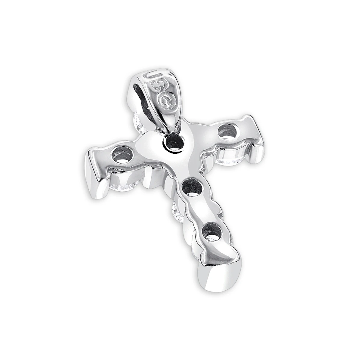 14K White Gold Round Diamond Cross Pendant 0.30ct 10.3mm 6 14K White Gold Round Diamond Cross Pendant 0.30ct 10.3mm - Image 4