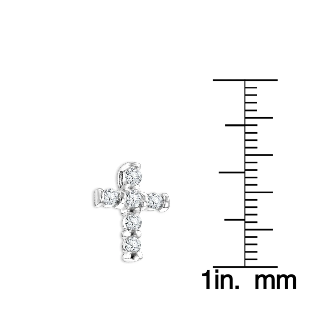 14K White Gold Round Diamond Cross Pendant 0.30ct 10.3mm 8 14K White Gold Round Diamond Cross Pendant 0.30ct 10.3mm - Image 6