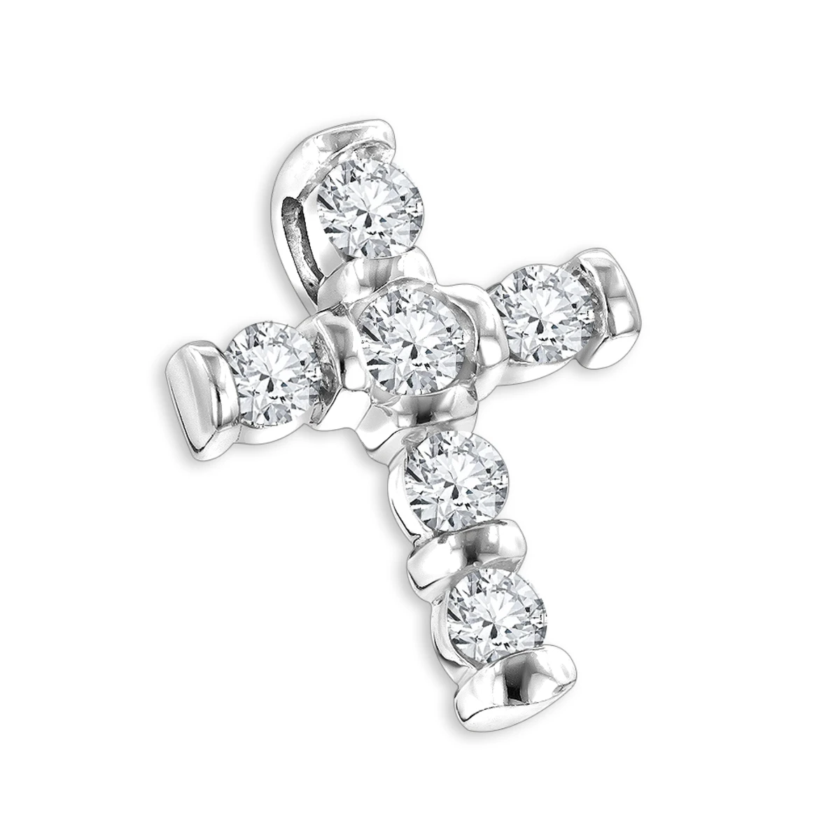 14K White Gold Round Diamond Cross Pendant 0.30ct 10.3mm 3 14K White Gold Round Diamond Cross Pendant 0.30ct 10.3mm