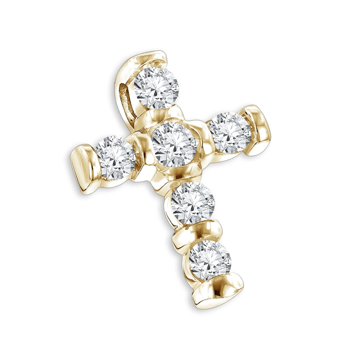 14K White Gold Round Diamond Cross Pendant 0.30ct 10.3mm 4 14K White Gold Round Diamond Cross Pendant 0.30ct 10.3mm - Image 2