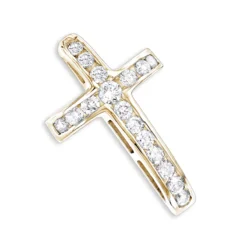 14K White Gold Round Diamond Cross Pendant By Luxurman 0.59ct -Outlet Bijou Lush Store 14k gold round diamond cross pendant 059ct p 26564 ye