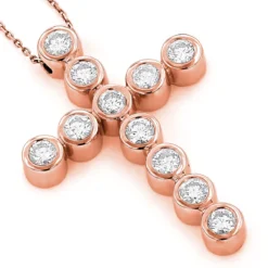 Large 14K Yellow Gold Round Diamond Cross Pendant For Men 2.75ct -Outlet Bijou Lush Store 14k gold round diamond cross pendant 275ct p 26515 ro