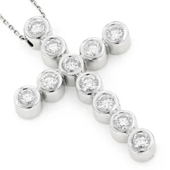 Large 14K Yellow Gold Round Diamond Cross Pendant For Men 2.75ct -Outlet Bijou Lush Store 14k gold round diamond cross pendant 275ct p 26515 wh