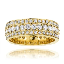 14K Yellow Gold Round Diamond Eternity Band 2 Carat Ring By Luxurman