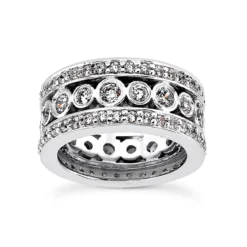 14K White Gold Round Diamond Eternity Ring 2.48ct
