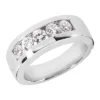 14K White Gold Round Diamond Men's Wedding Band 1.25ct