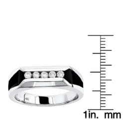 5 Stone 14K White Gold Round Diamond Men's Wedding Ring With Onyx 0.25ct -Outlet Bijou Lush Store 14k gold round diamond mens wedding ring 025ct p 22447 rulerwh