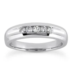 14K White Gold Round Diamond Men's Wedding Ring 0.35ct