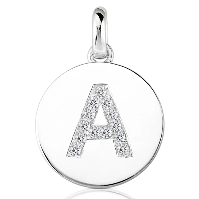14K White Gold Round Diamonds Initial Pendant 0.13ct 3 14K White Gold Round Diamonds Initial Pendant 0.13ct