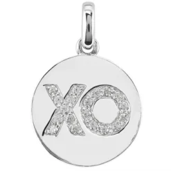 14K White Gold Round Diamonds Initial Pendant 0.19ct