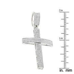14K White Gold Round Pave Diamond Cross Pendant 0.5ct -Outlet Bijou Lush Store 14k gold round pave diamond cross pendant 079ct p 5826 rulerwh