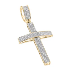 14K White Gold Round Pave Diamond Cross Pendant 0.5ct -Outlet Bijou Lush Store 14k gold round pave diamond cross pendant 079ct p 5826 ye