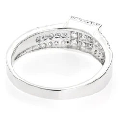 14K White Gold Round Princess Cut Diamond Ring 1.25ct Wedding Band -Outlet Bijou Lush Store 14k gold round princess cut diamond ring 130ct p 6675 backwh