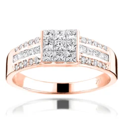 14K White Gold Round Princess Cut Diamond Ring 1.25ct Wedding Band -Outlet Bijou Lush Store 14k gold round princess cut diamond ring 130ct p 6675 ro