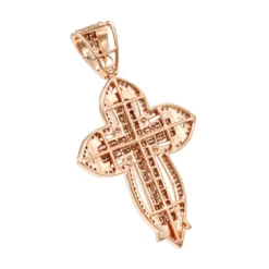 14K Rose Gold Round Princess Diamond Cross Pendant 2.14ct -Outlet Bijou Lush Store 14k gold round princess diamond cross pendant 214ct p 6604 backwh