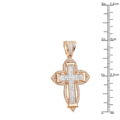 14K Rose Gold Round Princess Diamond Cross Pendant 2.14ct -Outlet Bijou Lush Store 14k gold round princess diamond cross pendant 214ct p 6604 rulerro
