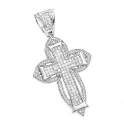 14K Rose Gold Round Princess Diamond Cross Pendant 2.14ct -Outlet Bijou Lush Store 14k gold round princess diamond cross pendant 214ct p 6604 wh