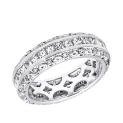 14K White Gold Round Princess Diamond Eternity Band 1.95ct