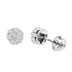 14K White Gold Round Prong Diamond Cluster Earrings 0.63ct