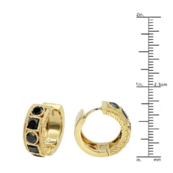 14K White Gold Single Men's Diamond Earring Unique Small Black Diamond Hoop 1.5ct -Outlet Bijou Lush Store 14k gold single mens diamond earring unique small black diamond hoop 1 5ct ruler yellow 1