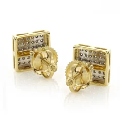 14K Yellow Gold Square Shaped Diamond Stud Earrings 0.41ct -Outlet Bijou Lush Store 14k gold square shaped diamond stud earrings 041ct p 5934 backye