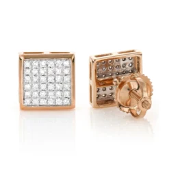 14K Yellow Gold Square Shaped Diamond Stud Earrings 0.41ct -Outlet Bijou Lush Store 14k gold square shaped diamond stud earrings 041ct p 5934 ro