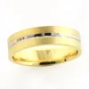 Stripe Wedding Band For Men 6mm 14K Yellow Gold