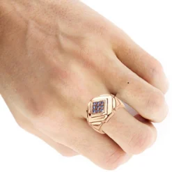 14K Rose Gold Tanzanite Men's Ring By Luxurman -Outlet Bijou Lush Store 14k gold tanzanite mens ring by luxurman bodro