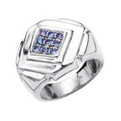 14K Rose Gold Tanzanite Men's Ring By Luxurman -Outlet Bijou Lush Store 14k gold tanzanite mens ring by luxurman wh 20211114