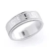 14K White Gold Textured Wedding Band For Men