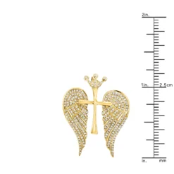 14K White/Yellow Gold Unique Angel Wings Diamond Cross Pendant With Crown 0.4ct -Outlet Bijou Lush Store 14k gold unique angel wings diamond cross pendant with crown 05ct rulerye 2