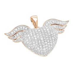 14K White Gold Unique Diamond Heart With Angels Wings Ladies Pendant 1ct -Outlet Bijou Lush Store 14k gold unique diamond heart with angels wings ladies pendant 1ct ro
