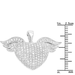 14K White Gold Unique Diamond Heart With Angels Wings Ladies Pendant 1ct -Outlet Bijou Lush Store 14k gold unique diamond heart with angels wings ladies pendant 1ct rulerwh
