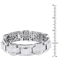 14K White Gold Unique Princess Cut Diamond Bracelet For Men 30ct Luxurman -Outlet Bijou Lush Store 14k gold unique princess cut diamond bracelet for men 30ct by luxurman rulerwh