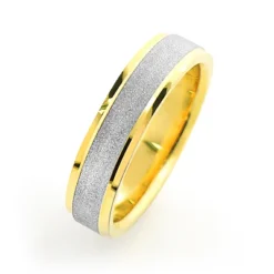 14K Yellow Gold Urbane Wedding Band For Men 5mm -Outlet Bijou Lush Store 14k gold urbane wedding band for men 5mm 2
