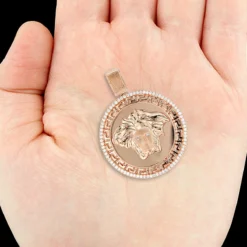 14K Rose Gold Versace Style Diamond Pendant Medusa Medallion 0.62ct -Outlet Bijou Lush Store 14k gold versace style diamond pendant medusa medallion 062ct 4