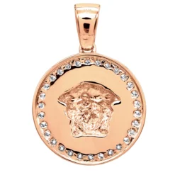 14K Yellow Gold Vintage Versace Style Diamond Pendant Medusa Medallion 2ct -Outlet Bijou Lush Store 14k gold vintage versace style diamond pendant medusa medallion 238ct backro