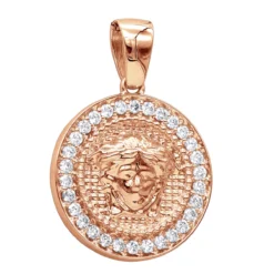 14K Yellow Gold Vintage Versace Style Diamond Pendant Medusa Medallion 2ct -Outlet Bijou Lush Store 14k gold vintage versace style diamond pendant medusa medallion 238ct ro