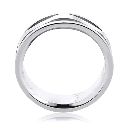 14K White Gold Wave Wedding Band For Men 6 14K White Gold Wave Wedding Band For Men - Image 4