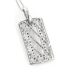 14K White Gold White Black Diamond Dog Tag Pendant 1.34ct -Outlet Bijou Lush Store 14k gold white black diamond dog tag pendant 134ct p 7203 backwh