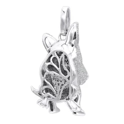 14K White Gold White Black Diamond Mini Bull Terrier Dog Pendant 3.85ct -Outlet Bijou Lush Store 14k gold white black diamond mini bull terrier dog pendant 385ct backwh