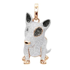 14K White Gold White Black Diamond Mini Bull Terrier Dog Pendant 3.85ct -Outlet Bijou Lush Store 14k gold white black diamond mini bull terrier dog pendant 385ct ro