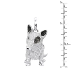 14K White Gold White Black Diamond Mini Bull Terrier Dog Pendant 3.85ct -Outlet Bijou Lush Store 14k gold white black diamond mini bull terrier dog pendant 385ct rulerwh