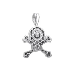 14K White Gold White Yellow Diamond Skull Pendant 10.62ct -Outlet Bijou Lush Store 14k gold white yellow diamond skull pendant 1062ct back