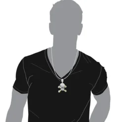 14K White Gold White Yellow Diamond Skull Pendant 10.62ct -Outlet Bijou Lush Store 14k gold white yellow diamond skull pendant 1062ct bodwh