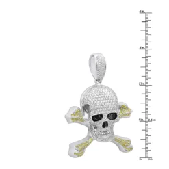 14K White Gold White Yellow Diamond Skull Pendant 10.62ct -Outlet Bijou Lush Store 14k gold white yellow diamond skull pendant 1062ct rulerwh