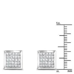 14K White Gold Invisible Set Princess Diamond Stud Earrings 0.55ct -Outlet Bijou Lush Store 14k invisible set princess diamond stud earrings 060ct p 6163 rulerwh