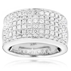 14K White Gold Men's Designer Diamond Wedding Band 2.05ct