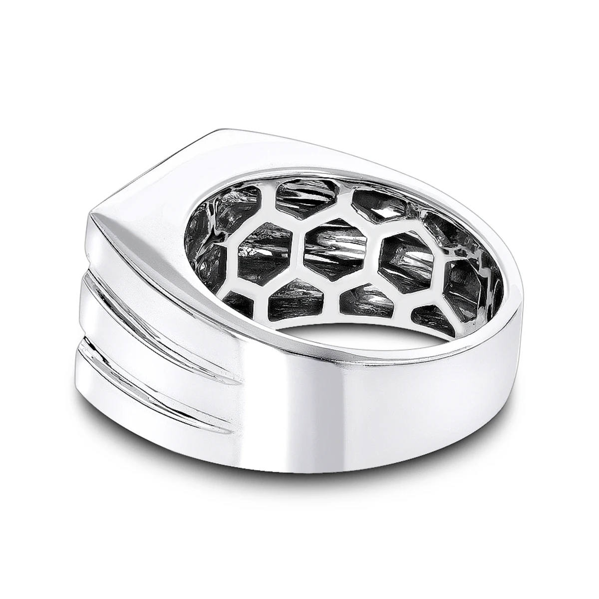 14K White Gold Men's Diamond Cross Ring Square Shape 0.61ct 6 14K White Gold Men's Diamond Cross Ring Square Shape 0.61ct - Image 4